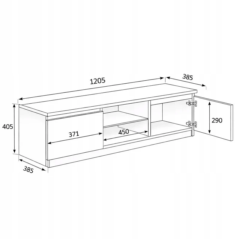 TV staliukas TV spintelė 120 cm – LanceLot ąžuolas / juoda