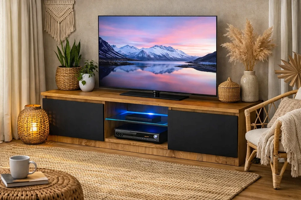TV staliukas TV spintelė 120 cm – LanceLot ąžuolas / juoda