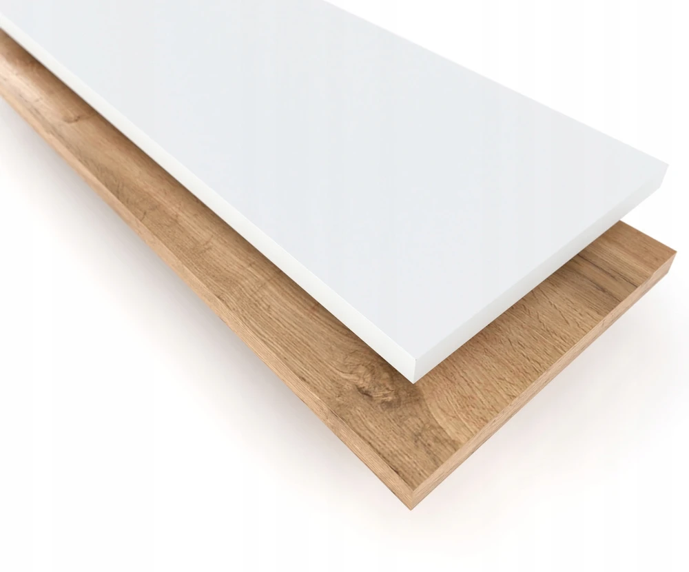 Vitrina Oslo 175 x 40 x 40 cm, balta, 2 stalčiai, stiklinės durelės, skandinaviško stiliaus