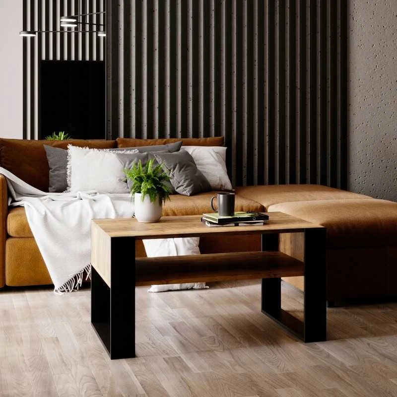 Perfect Kavos staliukas KARO retro loft žurnalinis staliukas Egger Ąžuolo Spalva