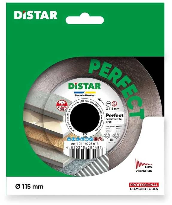 115 mm DISTAR PERFECT Deimantinis diskas akmens masės, keramikos, porceliano plytelėms
