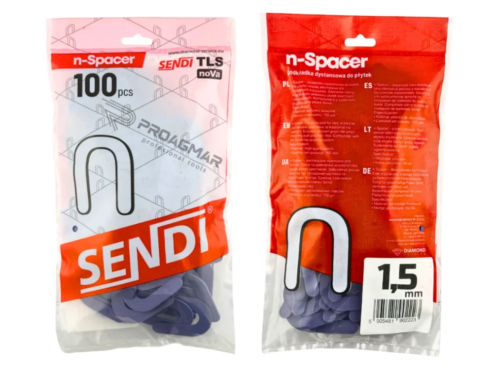 1,5 mm intarpai plytelėms - pasagos, N-SPACER Sendi, 100 vnt.