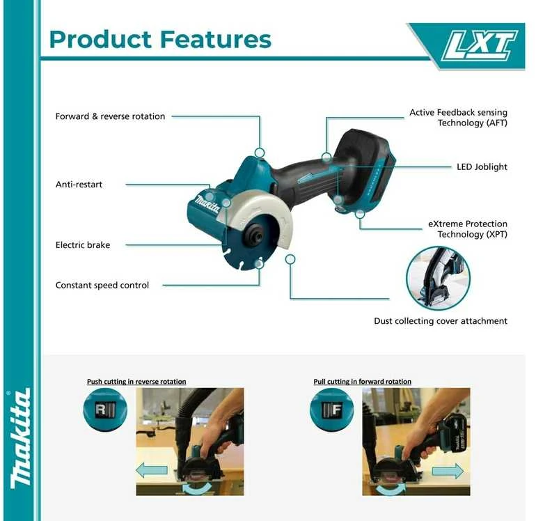 Makita DMC300Z Akumuliatorinis LXT ® diskinis pjaustytuvas 18V, 76mm, 20000min-1, Be akumuliatorių ir kroviklio!