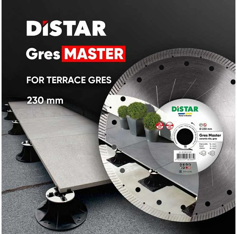 230mm DISTAR GRES MASTER Deimantinis diskas terasinėms akmens masės plytelėms pjauti