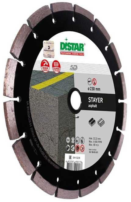 Deimantinis diskas sausam pjovimui DISTAR 1A1RSS STAYER; 22,23 mm
