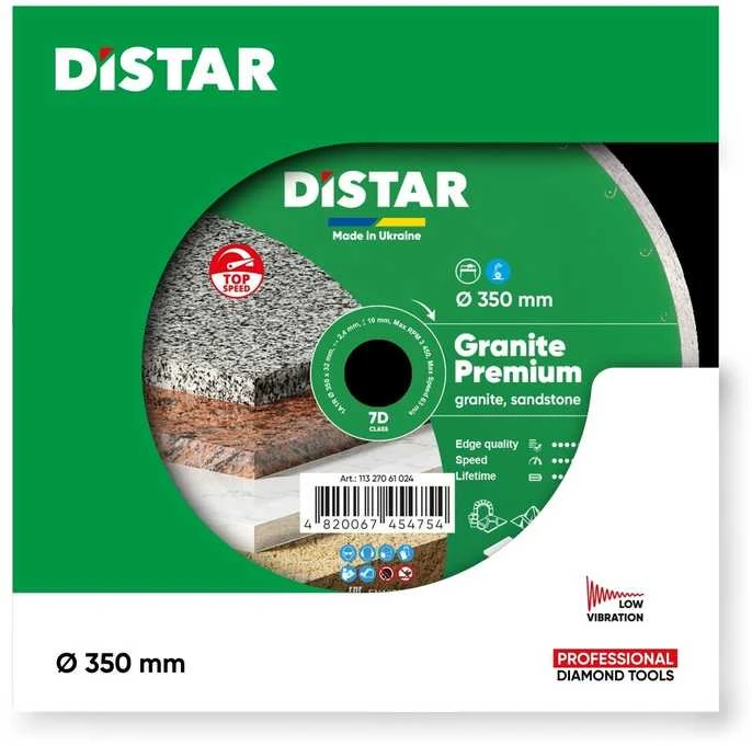 350 mm Deimantinis pjovimo diskas granitui DISTAR GRANITE PREMIUM 7D, Jungties skersmuo: 32 mm