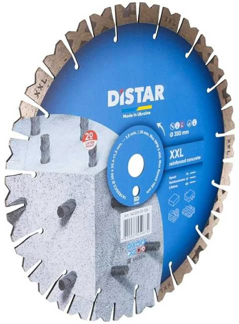350 mm x 25.4 Distar XXL 20mm deimantinis armuoto betono pjovimo diskas