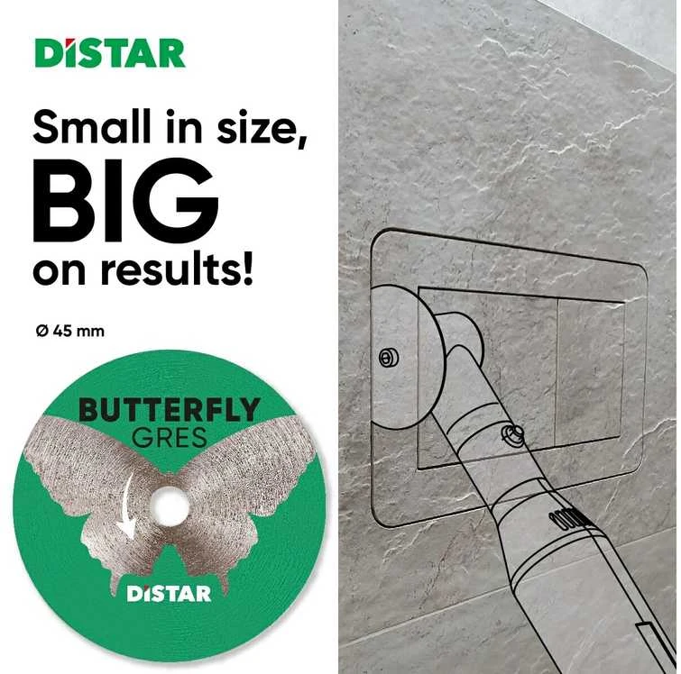 45 mm deimantinis diskas su koteliu graveriui, plytelėms pjauti, Butterfly, Distar