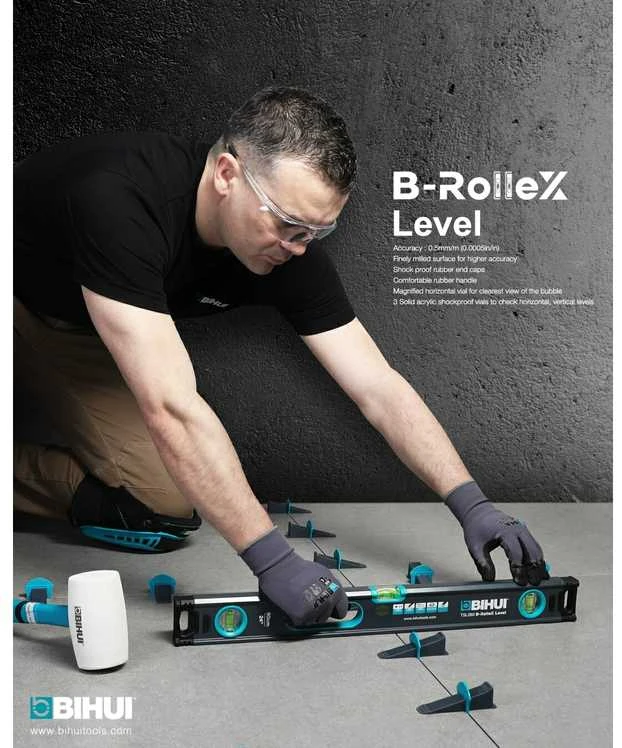BIHUI B-Rollex 60 cm smūgiams atsparus aliumininis gulsčiukas