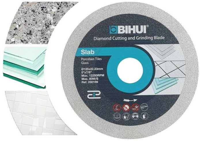 Bihui Slab 125 mm deimantinis diskas stiklo, akmens masės, porcelianinių plytelių pjovimui