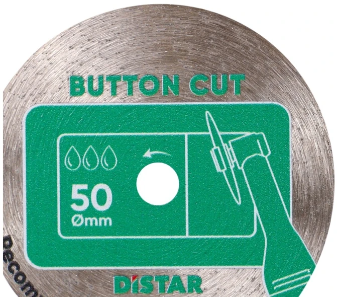 Deimantinis diskas su koteliu graveriui, plytelėms pjauti, 50x0,8F mm, ButtonCut, Distar