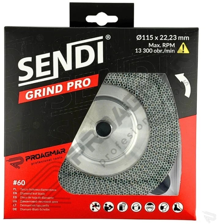 Deimantinis žiedlapinis šlifavimo diskas plytelėms GRIND PRO, SENDI, Ø115mm #60