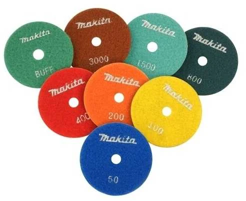 Makita Deimantiniai poliravimo diskai 100 mm, komplektas: G50, G100, G200, G400, G800, G1500, G3000 ir poliravimas D-15805