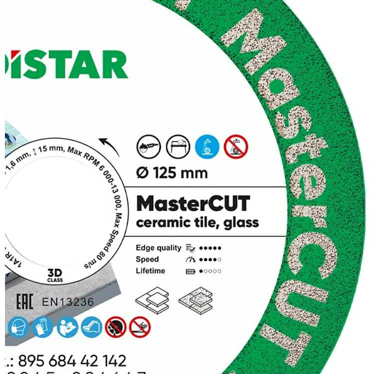 Distar 125mm MasterCUT deimantinis diskas stiklo, akmens masės, porcelianinių plytelių pjovimui