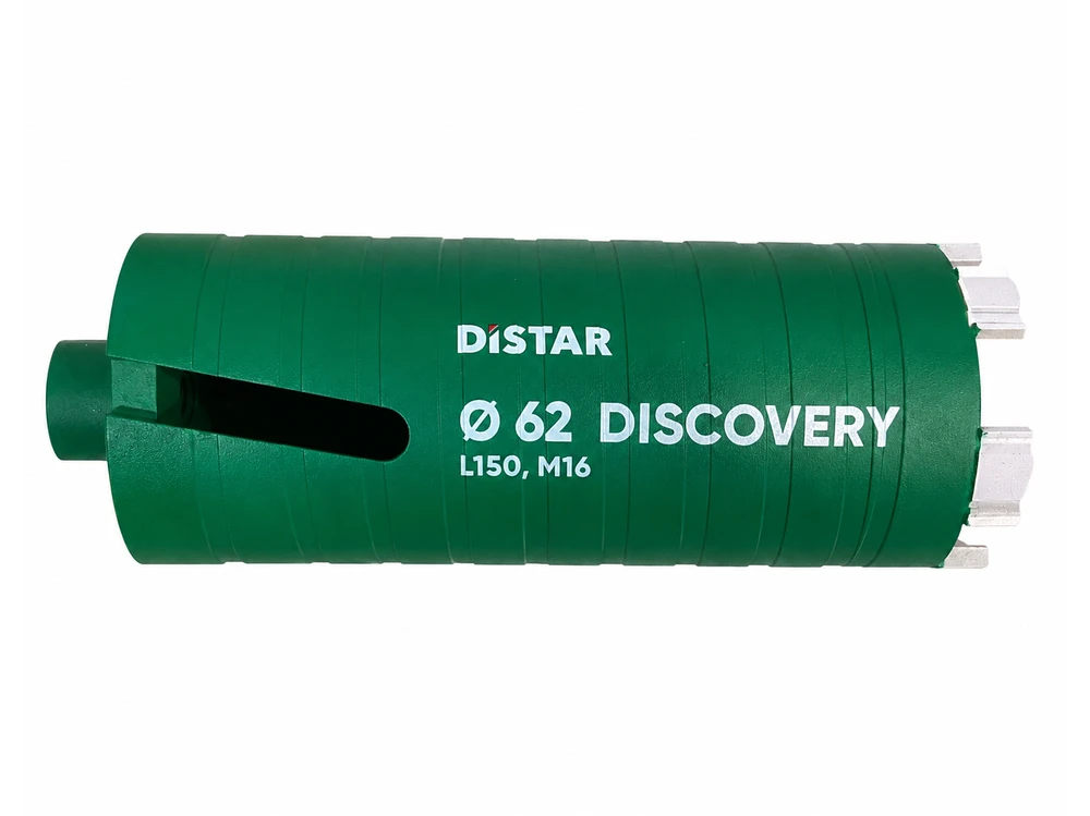 Distar Discovery M16 x 150 mm ilgio gręžimo karūnos betonui 32 - 162 mm x 150 mm, Karūnos skersmuo, mm: 52 mm
