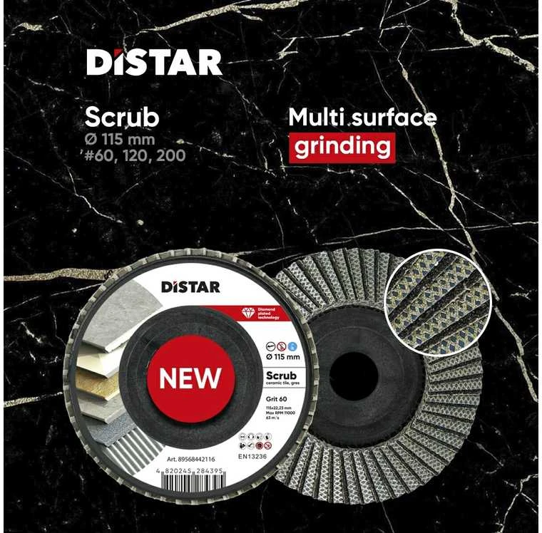 Distar SCRUB deimantinis žiedlapinis šlifavimo poliravimo diskas plytelėms Ø115 mm #60, #120 ir # 200, Grūdėtumas: 120