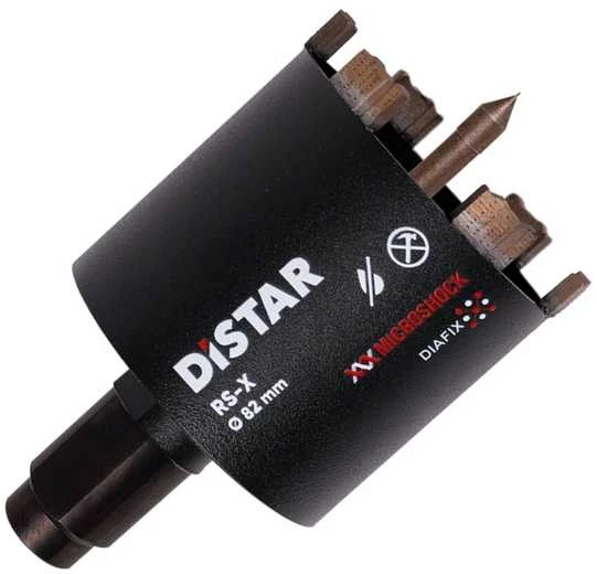 Grąžtas Deimantinė karūna rozetėms gręžti 68 mm, 72 mm, 82 mm RS-X Centrum, Distar su centratoriumi ir adapteriu iš M18 į M16, Karūnos skersmuo, mm: 72 mm