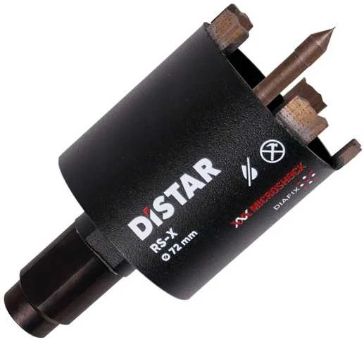 Grąžtas Deimantinė karūna rozetėms gręžti 68 mm, 72 mm, 82 mm RS-X Centrum, Distar su centratoriumi ir adapteriu iš M18 į M16, Karūnos skersmuo, mm: 68 mm