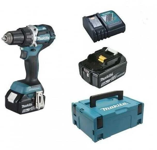 Makita DDF484RTJ Akumuliatorinis gręžtuvas, 18 V, 2x 5,0 Ah Li-ion, 54/36 Nm, 1,6kg, LED, MAKPACK