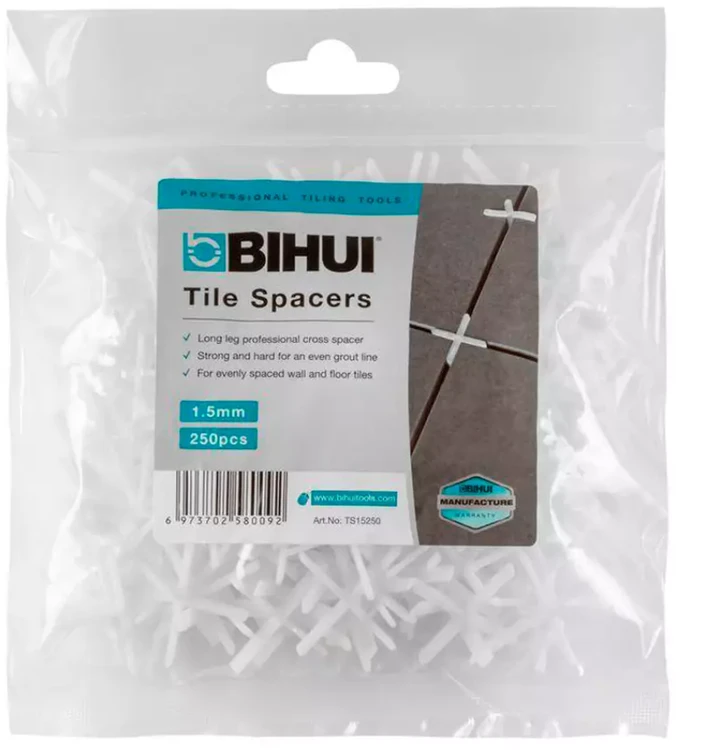Kryžiukai plytelių tarpams 1,5mm, 250 vnt. Bihui