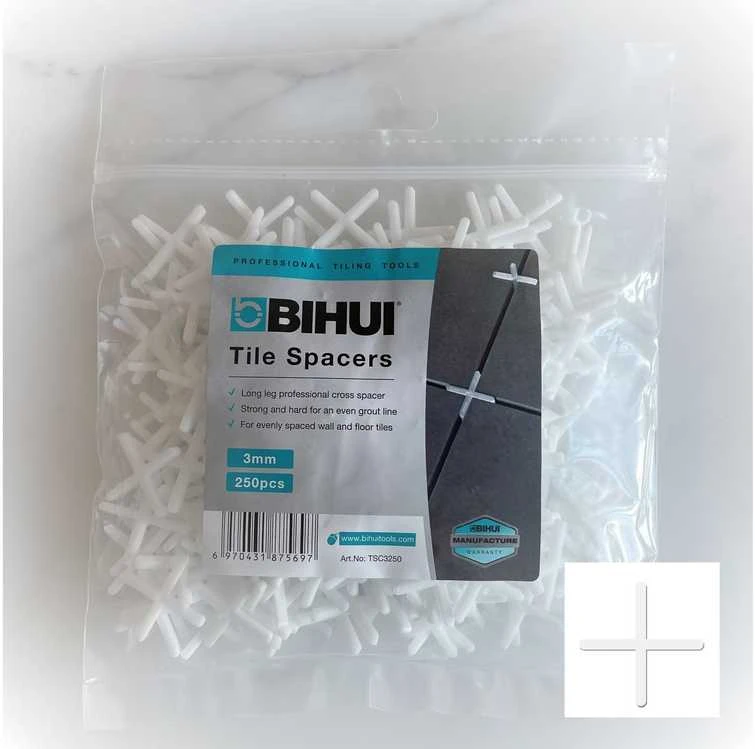 Kryžiukai plytelių tarpams 3 mm, 250 vnt. Bihui