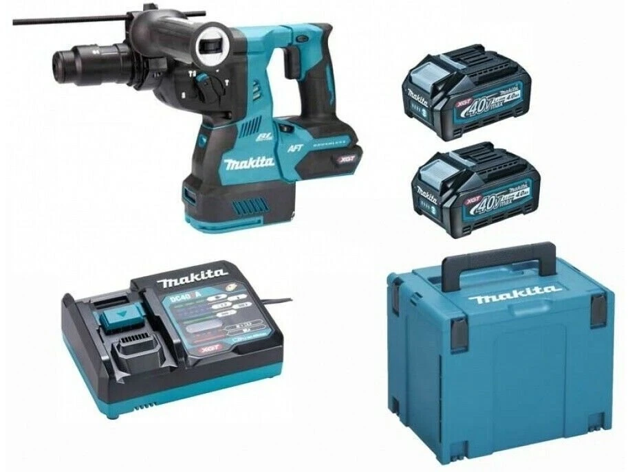 Makita HR002GM202 Perforatorius XGT, 2,9 J, 28mm; 4,1kg, bešepetėlinis variklis, greitojo keitimo griebtuvas, 2X4,0Ah, greitasis kroviklis; AFT; AWS su AWS lustu); AVT; Soft no load; XPT; MAKPAC lagaminas