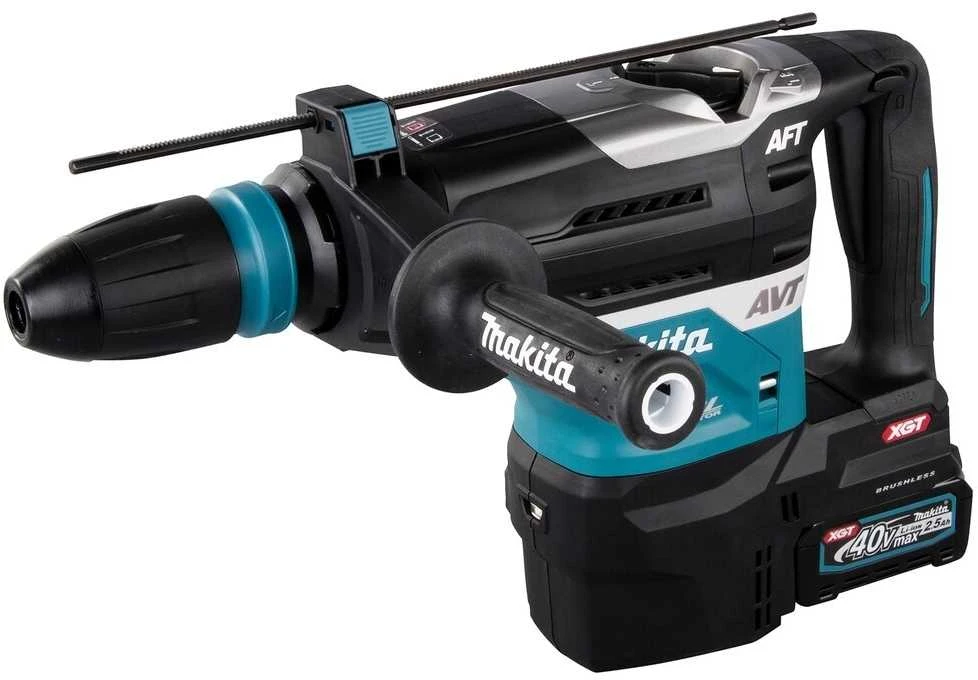 Makita HR005GM202 Perforatorius XGT, SDS-MAX, 8 J, 40mm; 7,4kg, bešepetėlinis variklis, AVT, AFT, AWS (su AWS lustu); XPT; 2X4,0Ah, greitasis kroviklis