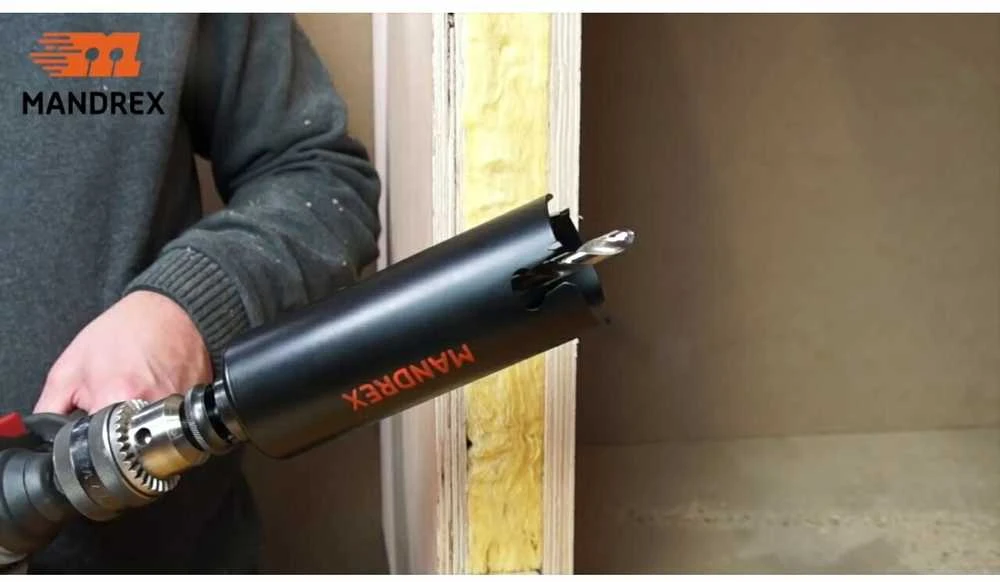 Mandrex 165mm ilgio Ø32 - 210mm TCT kietmetalio karūnėlės SuperXcut Xtra deep su HEX11 laikikliu, Karūnėlės skersmuo mm: 51 mm