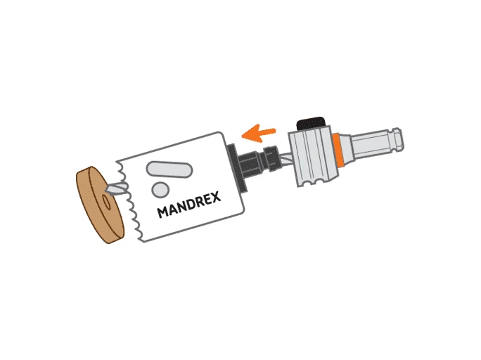 Mandrex One-Click Starter komplektas, SDS+, ilgas centr. grąžtas HSS+, 5 x jungtys 14-210mm karūnėlėms