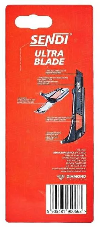 Peilis Sendi Ultra Blade 18mm su 3 vnt. keičiamomis geležtėmis