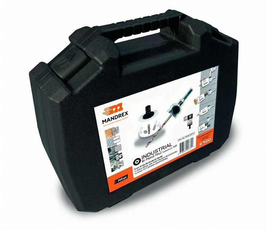Rinkinys lagaminėlyje 7 vnt. TCT kietmetalio karūnėlių 22, 29, 35, 44, 51, 64, 68mm, Mandrex