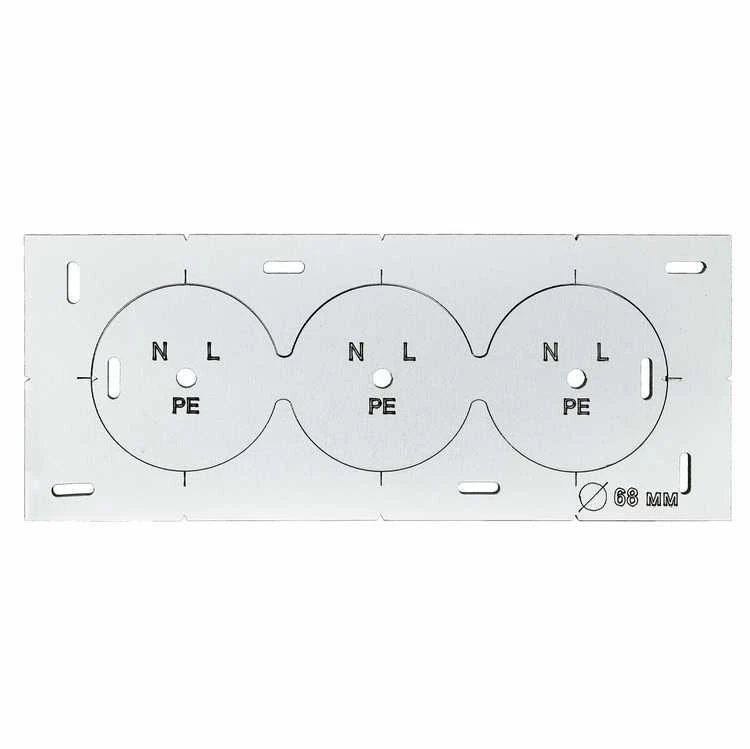 Šablonas - trafaretas skylių rozetėms gręžimui Ø68 x 3 mm, Sendi Nova