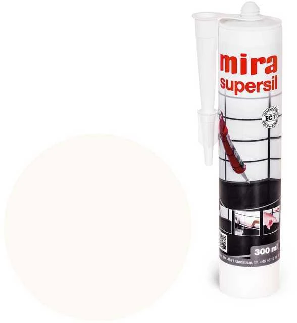 Silikoninė masė plytelių tarpams, Supersil 300 ml, Mira, Spalva: 100 Baltas