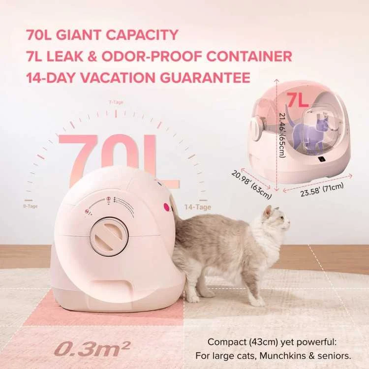 CATLINK BayMax Scooper SE Rožinis savaime išsivalantis automatinis išmanus kačių tualetas su APP