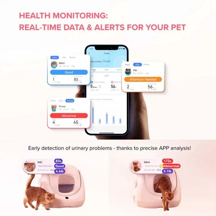 CATLINK BayMax Scooper SE Rožinis savaime išsivalantis automatinis išmanus kačių tualetas su APP