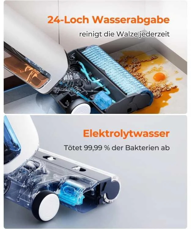 UWANT D100 17000Pa vertikalus dulkių siurblys su šluostymo funkcija ir įkrovimo stotele - baltos spalvos