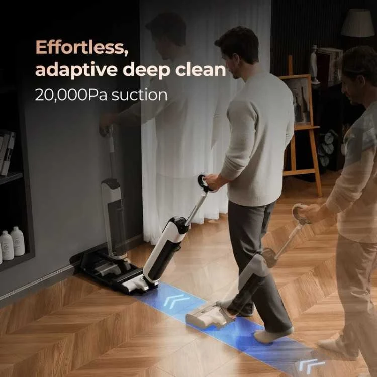 UWANT D700 Vertikalus dulkių siurblys su šluostymo funkcija ir įkrovimo stotele, pilkos spalvos