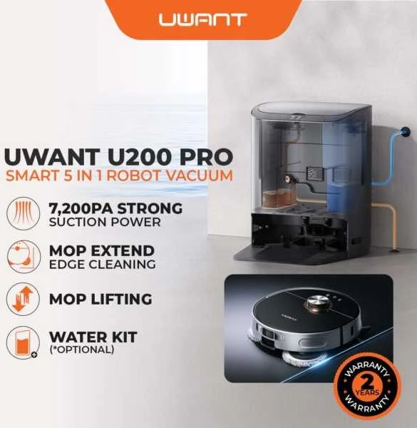 UWANT U200 Pro plaunantis dulkių siurblys robotas su išmania išsivalymo stotele