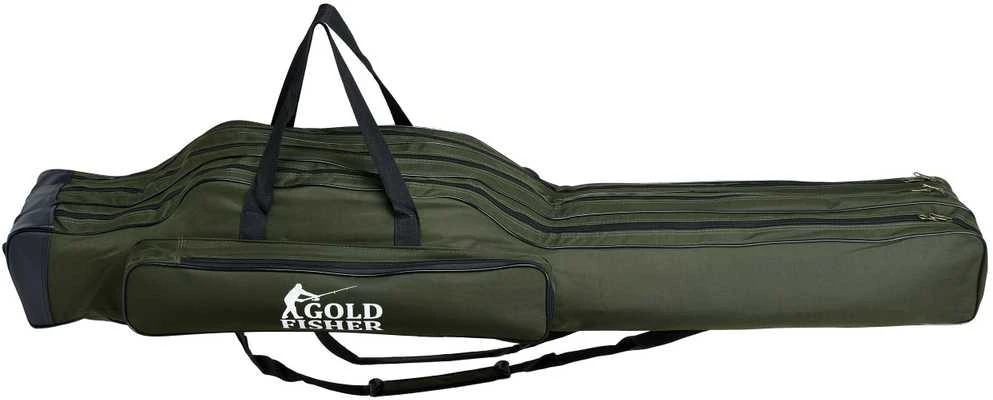 140 cm Gold Fisher meškerės užvalkalas, 3 skyriai