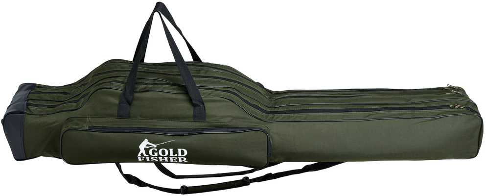 160 cm Gold Fisher meškerės užvalkalas, 3 skyriai