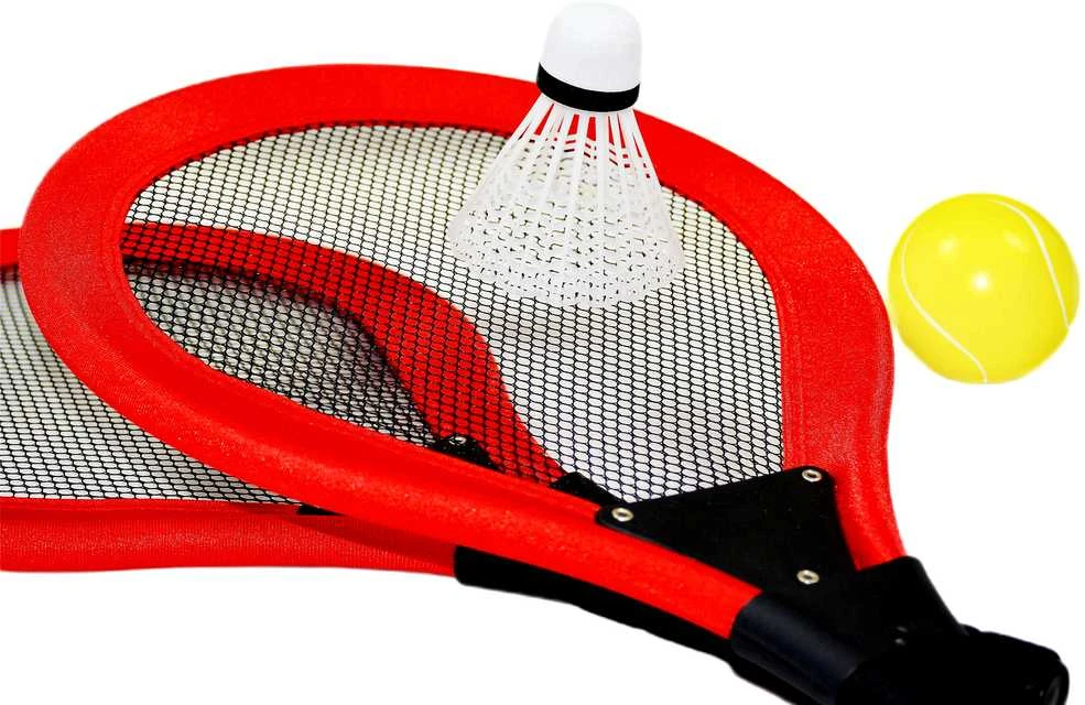 2 RAKEČIŲ RINKINYS, VEŽĖLIS, TENISO IR BADMINTONO ENERO ŽAISLAI