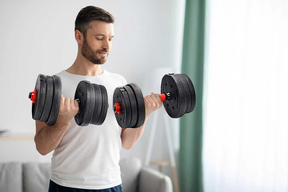 2in1 štangos hanteliai Maximus pratimams 2x 10kg