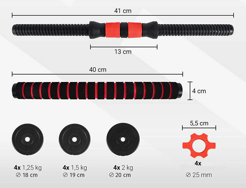 2in1 štangos hanteliai Maximus pratimams 2x 10kg