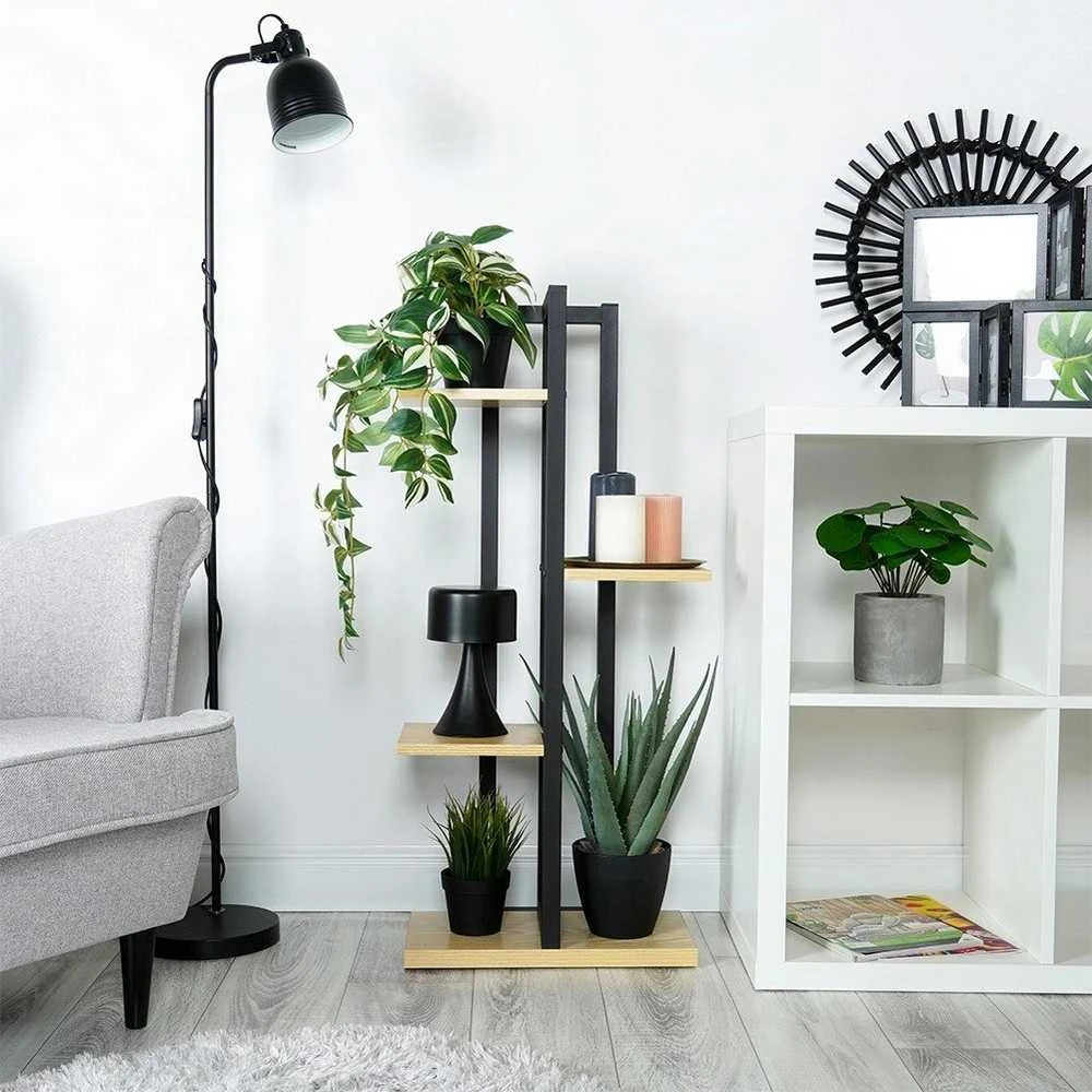 4 pakopų metalinis gėlių stovas, 93 cm