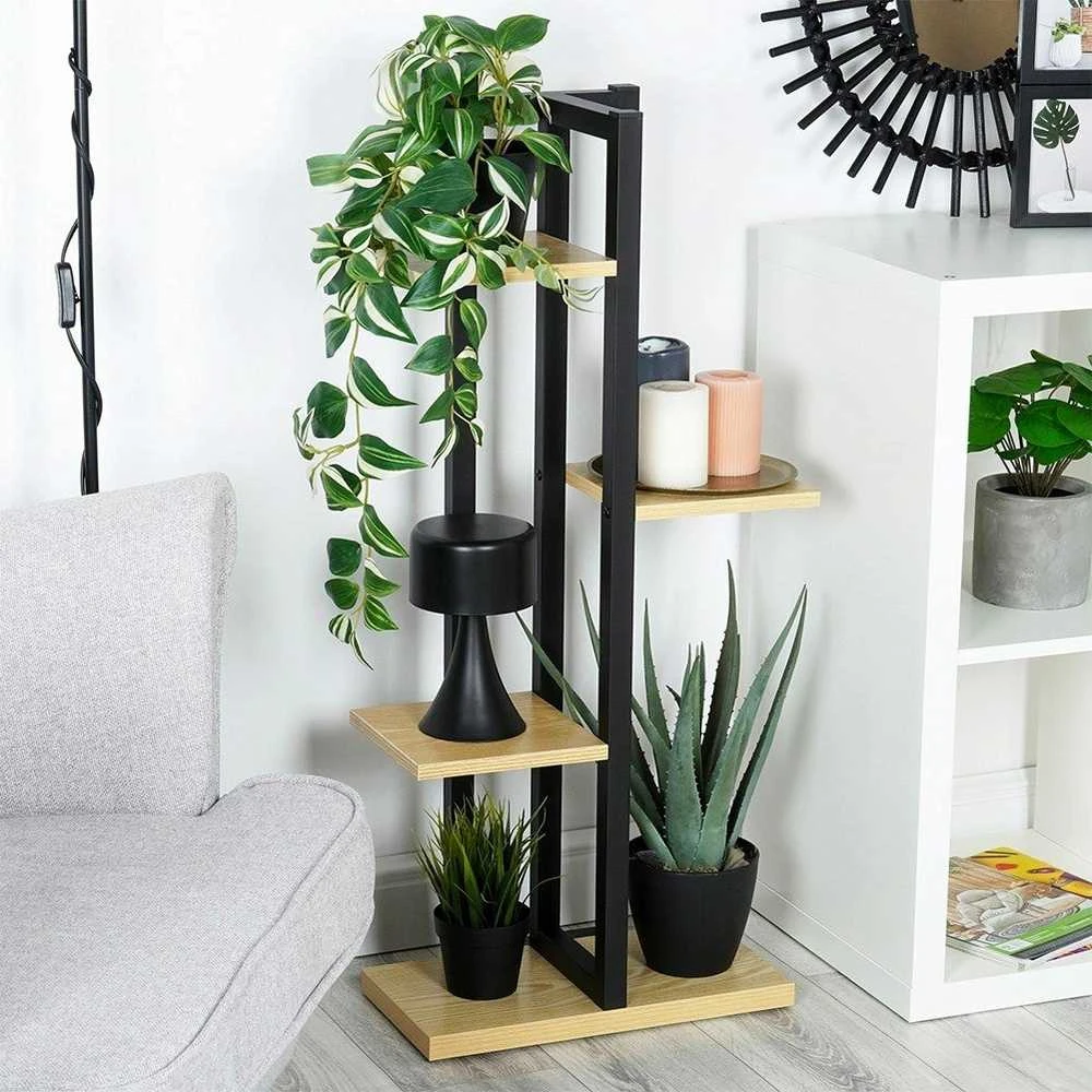 4 pakopų metalinis gėlių stovas, 93 cm