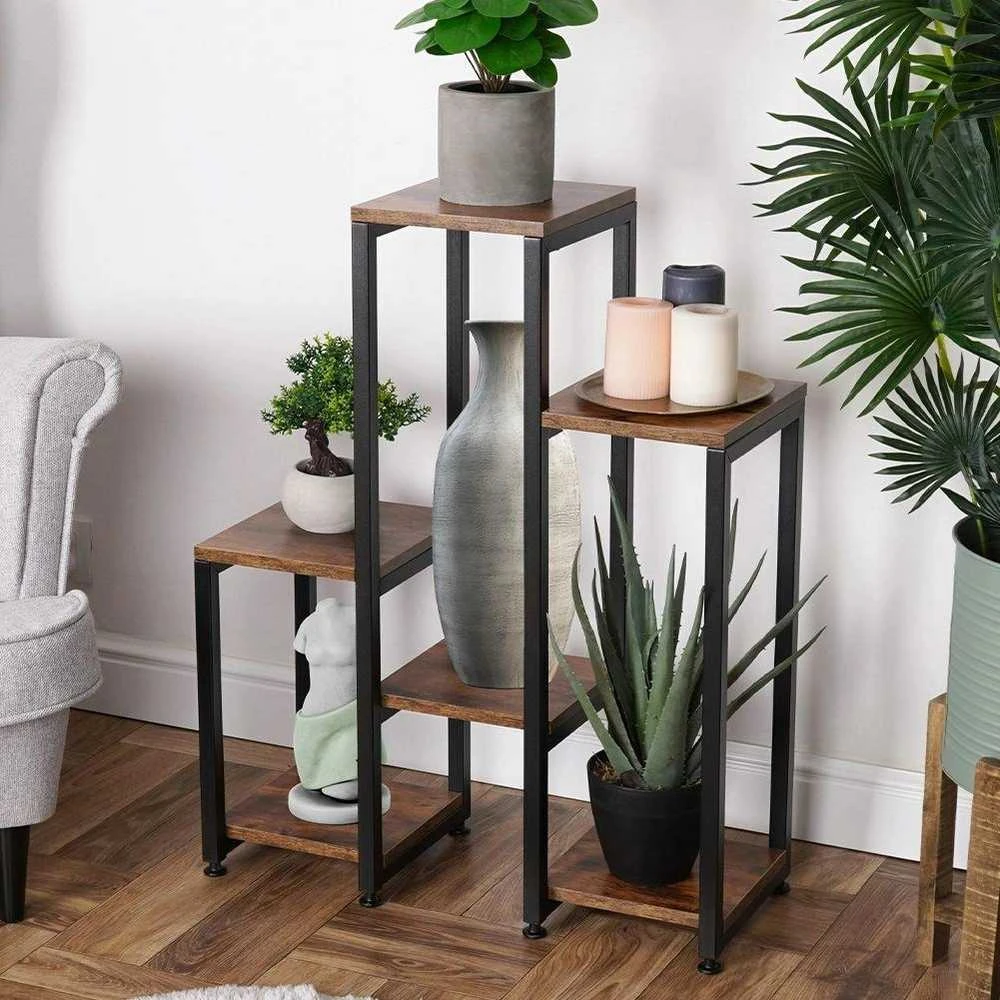 6 pakopų metalinis gėlių stovas, 80 cm