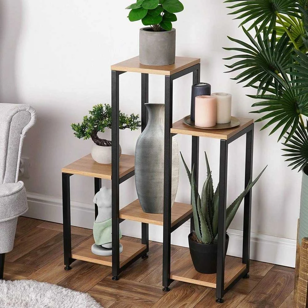 6 pakopų metalinis gėlių stovas, 80 cm