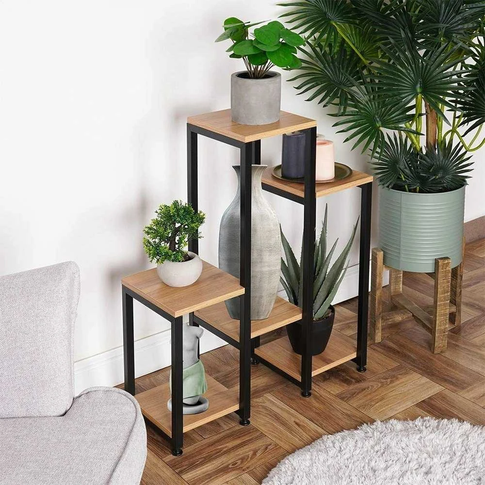 6 pakopų metalinis gėlių stovas, 80 cm
