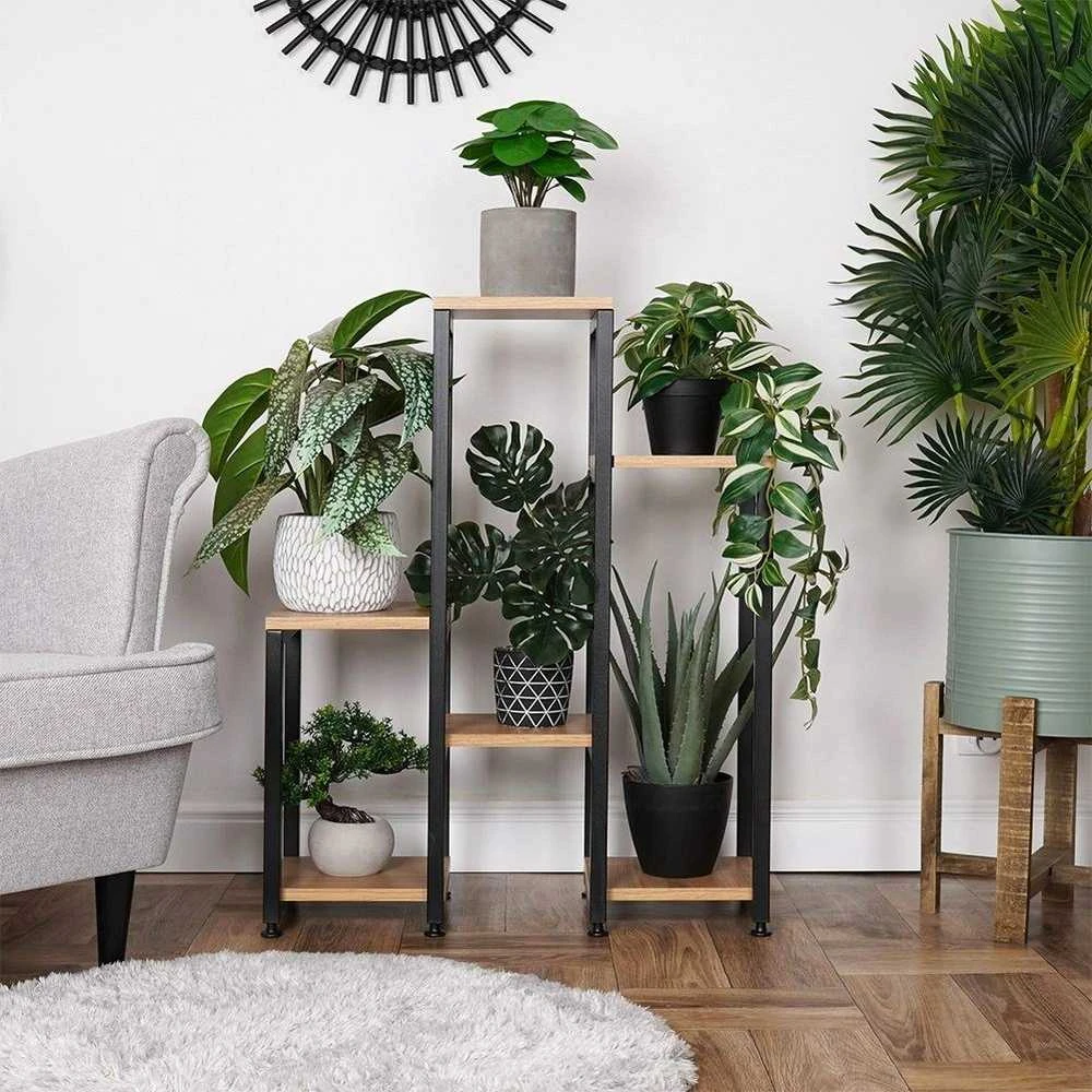 6 pakopų metalinis gėlių stovas, 80 cm