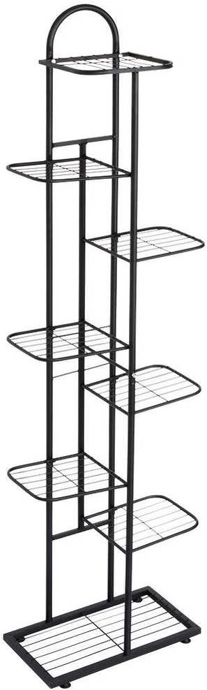 8 pakopų metalinis gėlių stovas vazonams, juodas, 153 cm